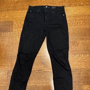 Black denim cropped skinny jeans